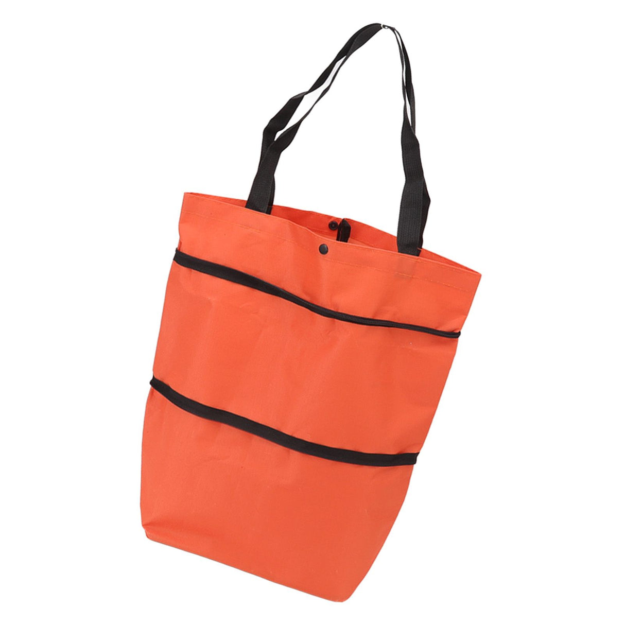 Shopping Cart Foldable Bag Large Capacity Zipper Design Oxford Cloth with Wheel for Camping Orange