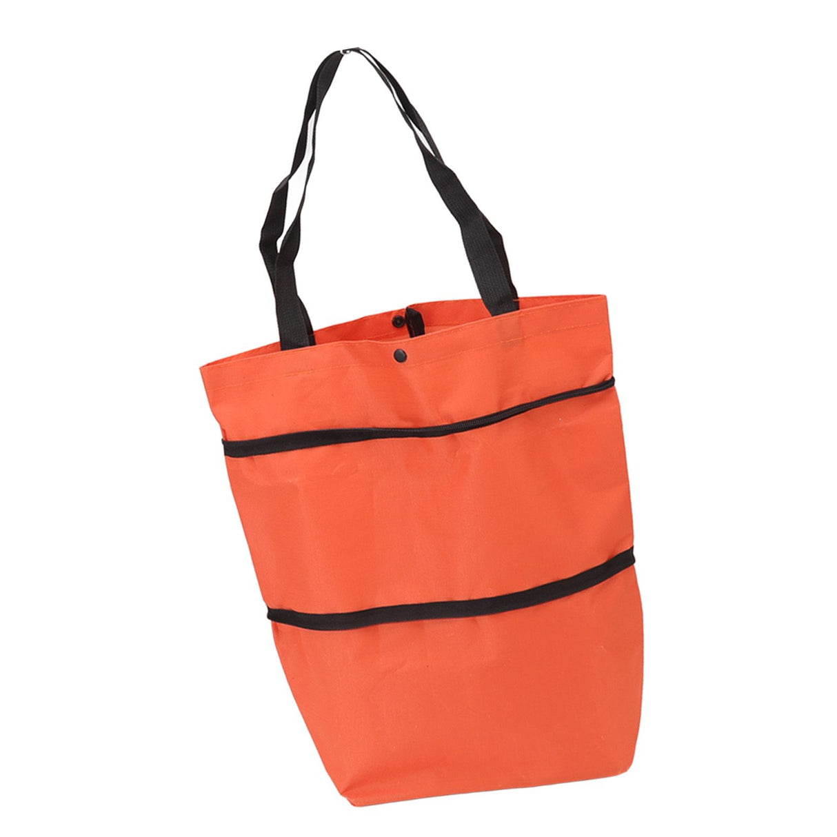 Shopping Cart Foldable Bag Large Capacity Zipper Design Oxford Cloth with Wheel for Camping Orange