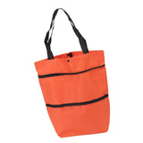Shopping Cart Foldable Bag Large Capacity Zipper Design Oxford Cloth with Wheel for Camping Orange - Rear View