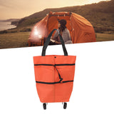 Shopping Cart Foldable Bag Large Capacity Zipper Design Oxford Cloth with Wheel for Camping Orange - Extra Image