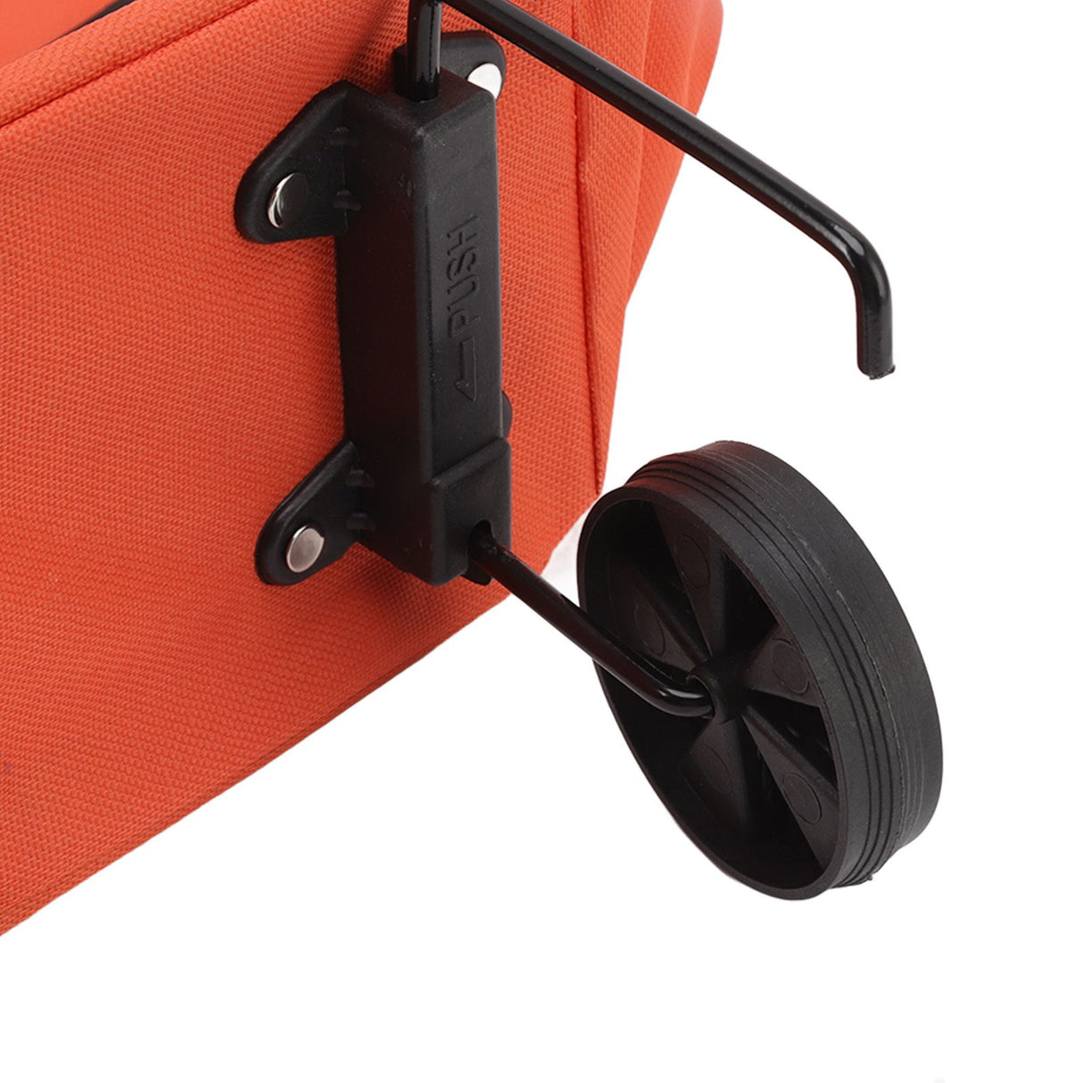 Shopping Cart Foldable Bag Large Capacity Zipper Design Oxford Cloth with Wheel for Camping Orange