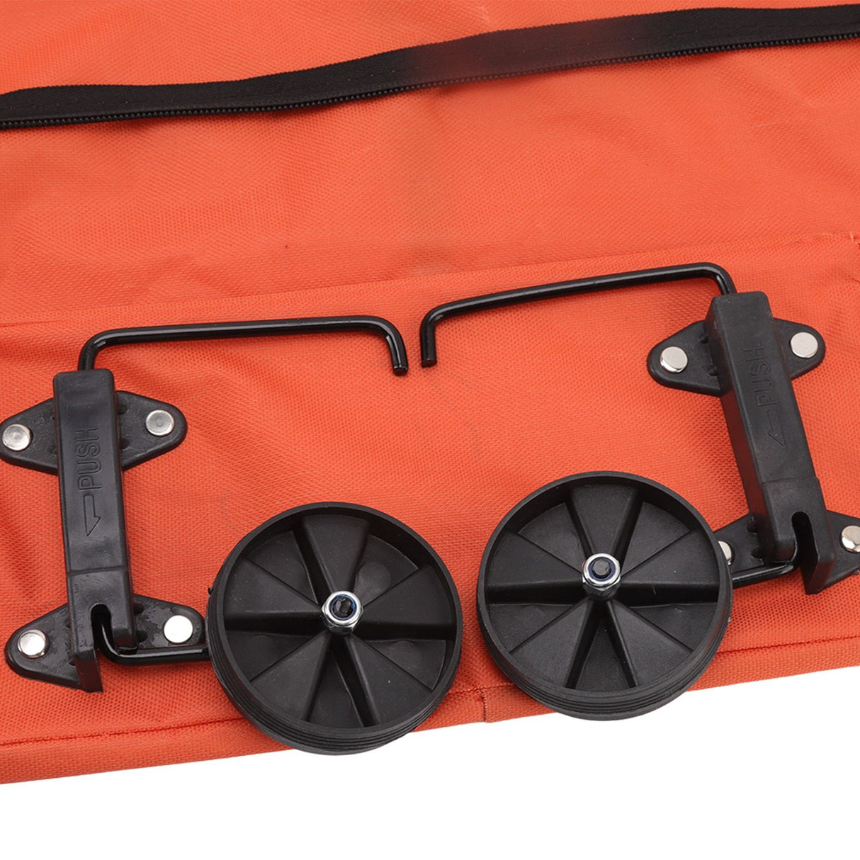 Shopping Cart Foldable Bag Large Capacity Zipper Design Oxford Cloth with Wheel for Camping Orange