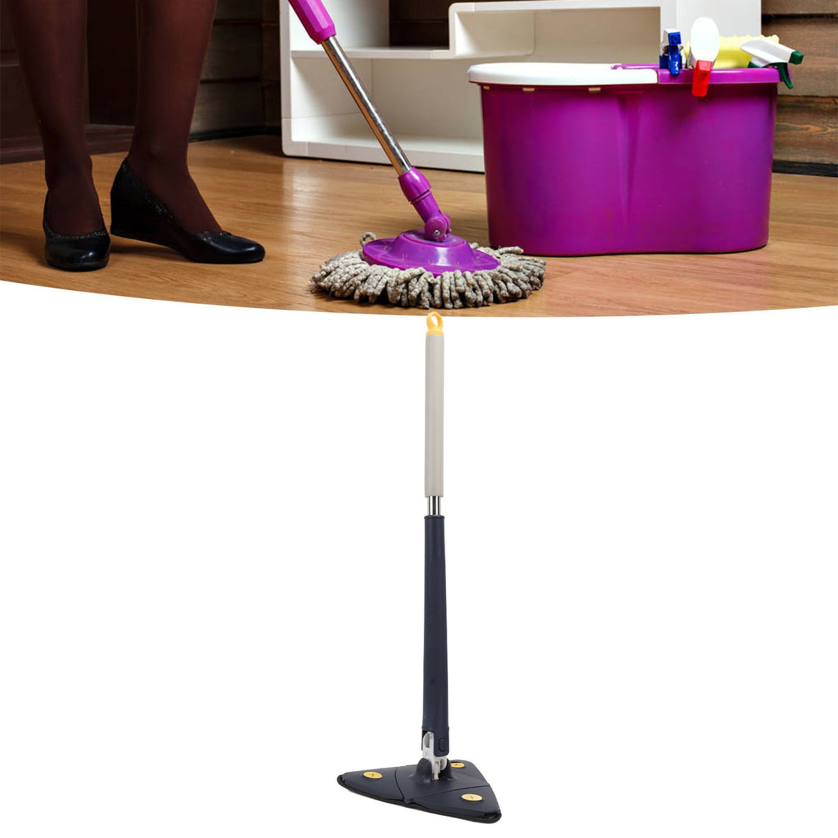 Extendable Triangle Mop Rotary 360 Degree Adjustable Cleaning Mop for Home Bathtub Floor Wall