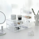 4 Drawers Eyeglass Storage Organizer Box Clear Acrylic Stackable Sunglasses Display Holder Organizer for Makeup Office Items - 45-Degree Angle