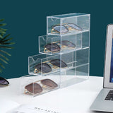 4 Drawers Eyeglass Storage Organizer Box Clear Acrylic Stackable Sunglasses Display Holder Organizer for Makeup Office Items