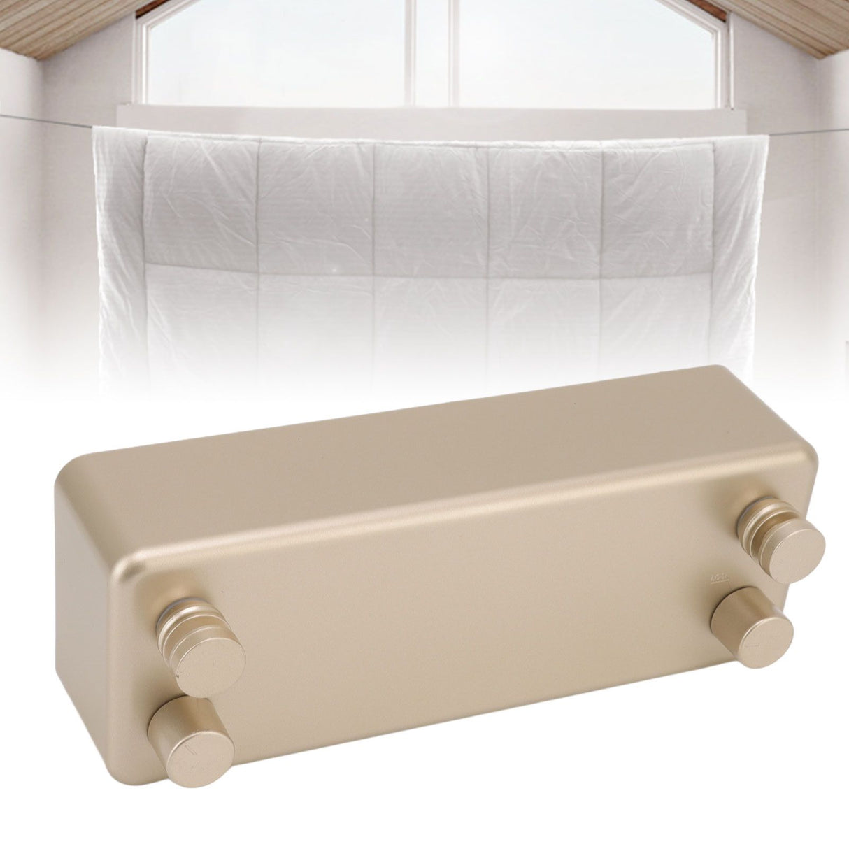 Retractable Clothesline Wall Mounted Heavy Duty Thickened Stainless Steel Double Laundry Line for Balcony Hotel 13.8ft Gold