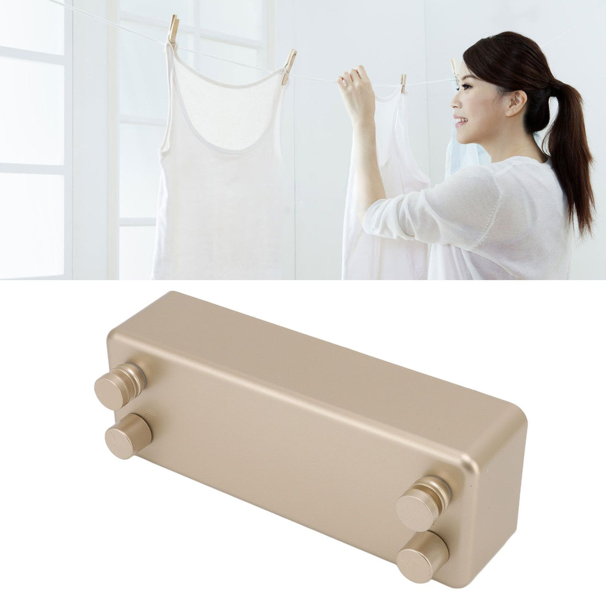 Retractable Clothesline Wall Mounted Heavy Duty Thickened Stainless Steel Double Laundry Line for Balcony Hotel 13.8ft Gold