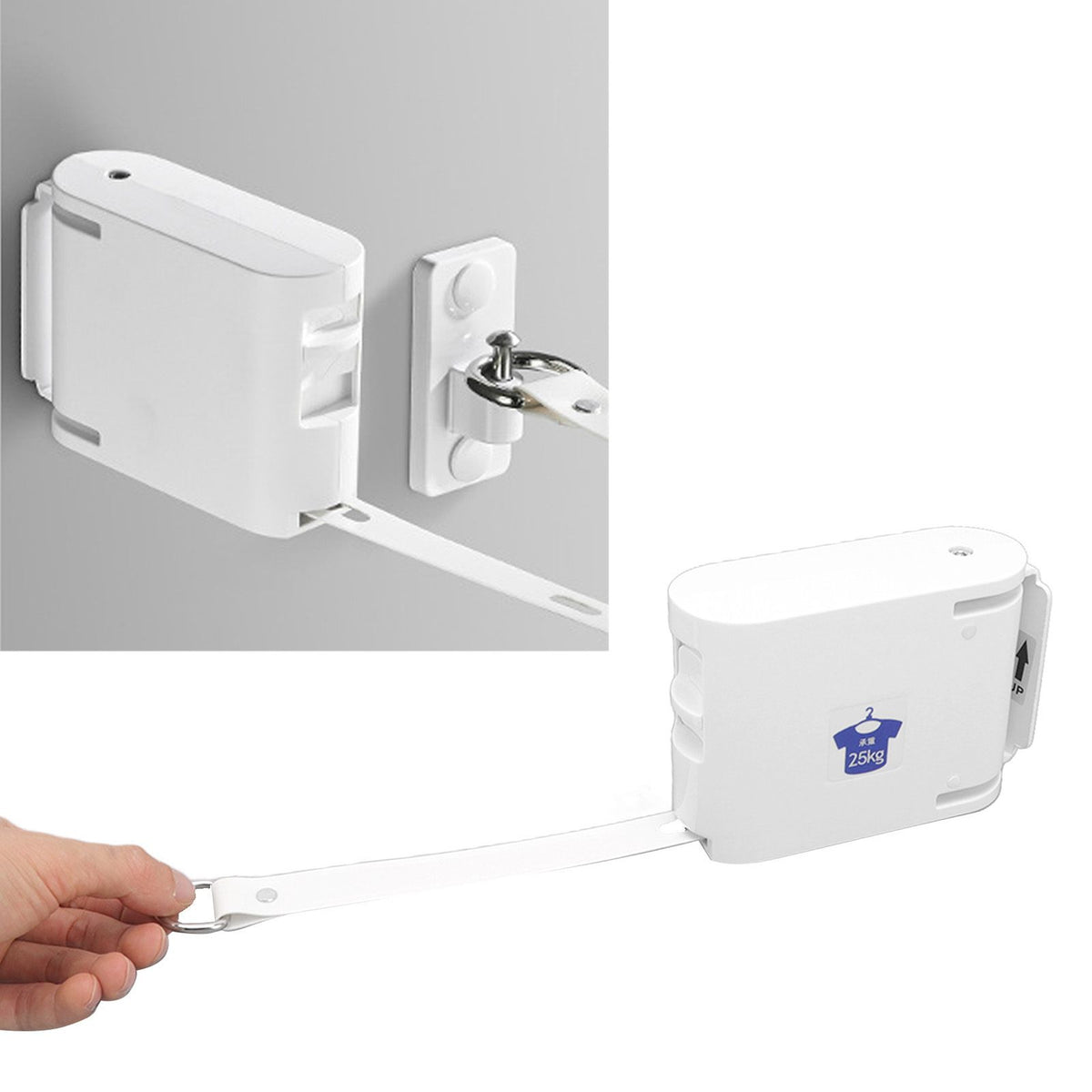 4.2m Thickened Retractable Clothesline Concealed Positioning Buckle Indoor Room Wall Mounted Clothes Line White