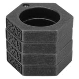 Defense Rings Aluminium Alloy Glossy Hexagonal Window Breaker for Emergency Defense Supplies Antique Silver - Front View