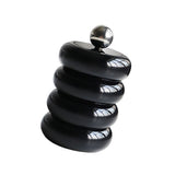 Nordic Style Qtip Holder Dispenser Desktop Dustproof Cotton Swab Storage Container Doughnut Shape Makeup Storage Box with Lid Black 4 Layers - Front View