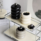 Nordic Style Qtip Holder Dispenser Desktop Dustproof Cotton Swab Storage Container Doughnut Shape Makeup Storage Box with Lid Black 4 Layers