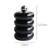 Nordic Style Qtip Holder Dispenser Desktop Dustproof Cotton Swab Storage Container Doughnut Shape Makeup Storage Box with Lid Black 4 Layers