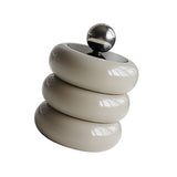 Nordic Style Qtip Holder Dispenser Desktop Dustproof Cotton Swab Storage Container Doughnut Shape Makeup Storage Box with Lid Khaki 3 Layers