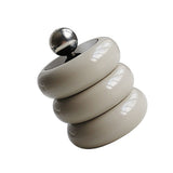 Nordic Style Qtip Holder Dispenser Desktop Dustproof Cotton Swab Storage Container Doughnut Shape Makeup Storage Box with Lid Khaki 3 Layers