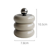 Nordic Style Qtip Holder Dispenser Desktop Dustproof Cotton Swab Storage Container Doughnut Shape Makeup Storage Box with Lid Khaki 3 Layers