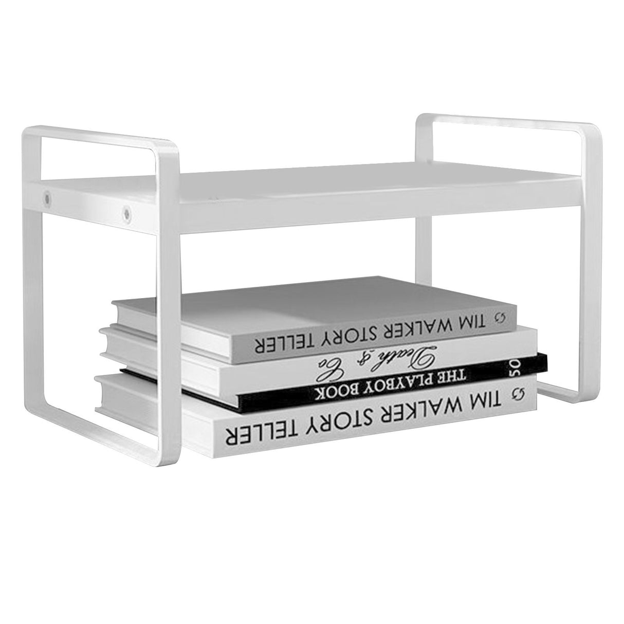 Desktop Bookshelf Organizer Desktop Organizer Office Storage Rack Warm White Simple Style