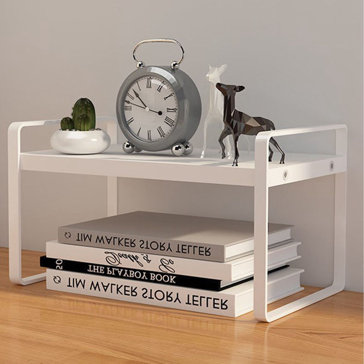 Desktop Bookshelf Organizer Desktop Organizer Office Storage Rack Warm White Simple Style