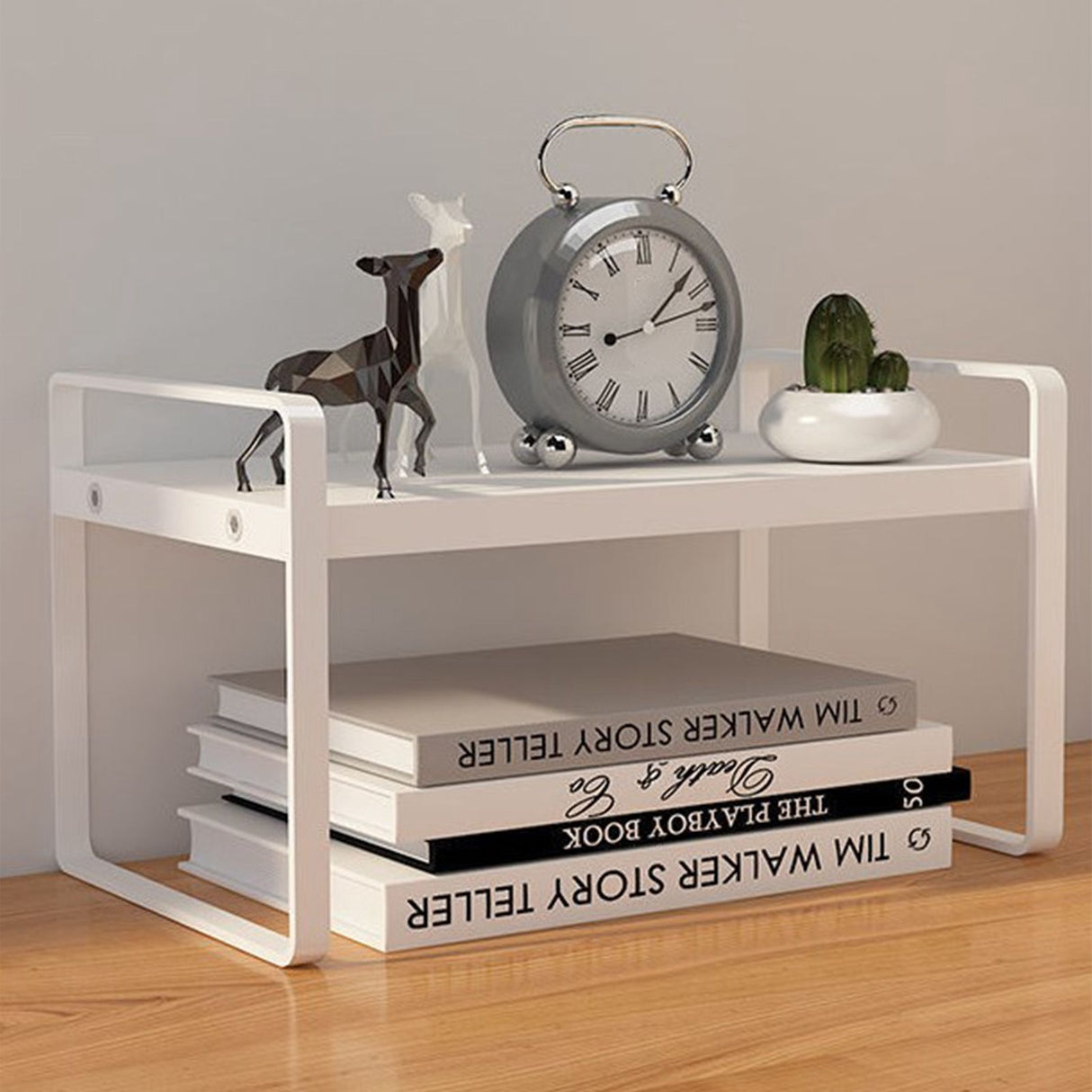 Desktop Bookshelf Organizer Desktop Organizer Office Storage Rack Warm White Simple Style