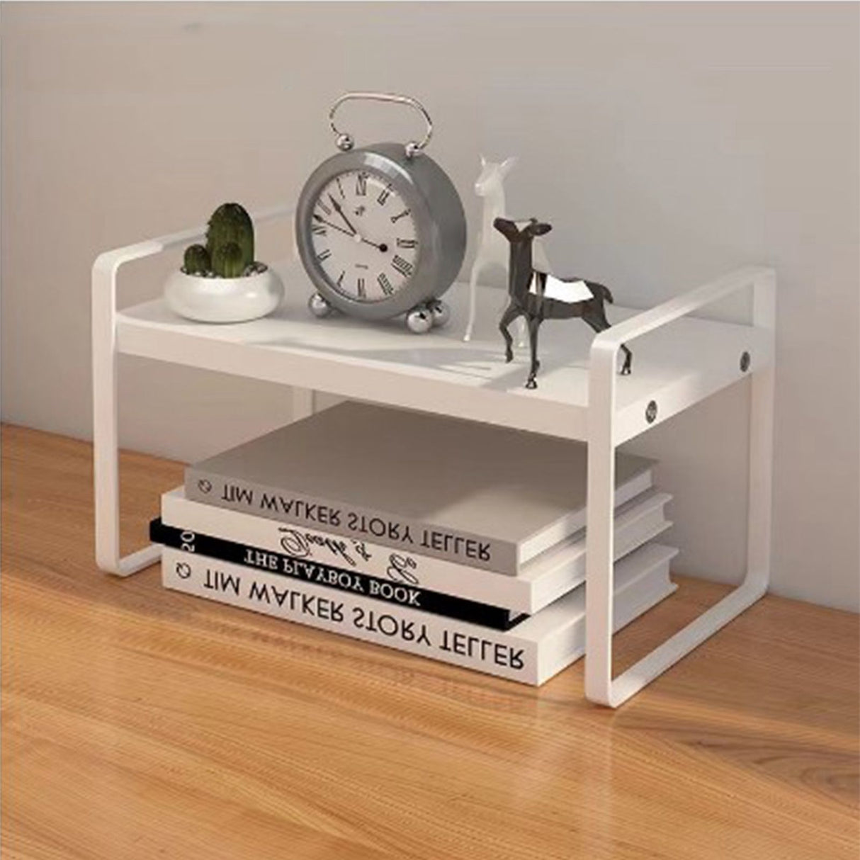 Desktop Bookshelf Organizer Desktop Organizer Office Storage Rack Warm White Simple Style