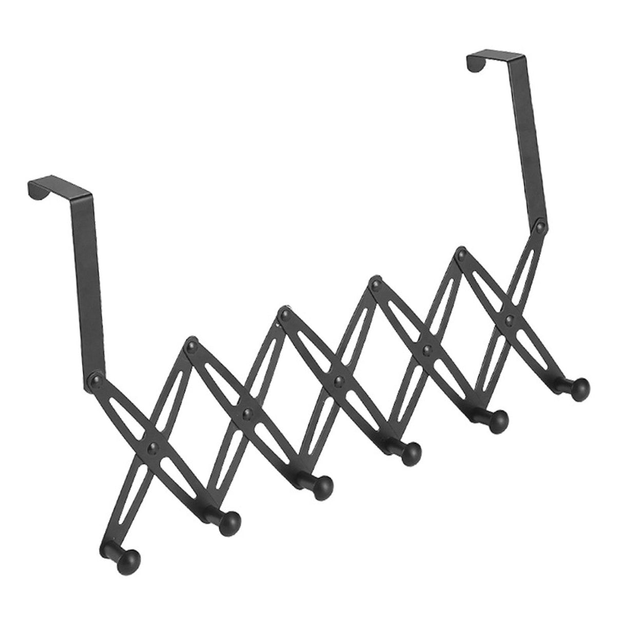 Over Door Hooks Expandable Stainless Steel Clothes Coat Rack for Bedroom Indoor 6 Hangers Black