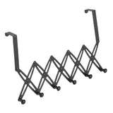 Over Door Hooks Expandable Stainless Steel Clothes Coat Rack for Bedroom Indoor 6 Hangers Black