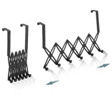 Over Door Hooks Expandable Stainless Steel Clothes Coat Rack for Bedroom Indoor 6 Hangers Black - Front View
