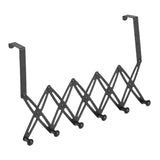 Over Door Hooks Expandable Stainless Steel Clothes Coat Rack for Bedroom Indoor 6 Hangers Black