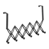 Over Door Hooks Expandable Stainless Steel Clothes Coat Rack for Bedroom Indoor 6 Hangers Black