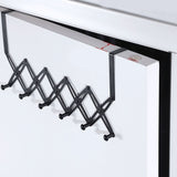 Over Door Hooks Expandable Stainless Steel Clothes Coat Rack for Bedroom Indoor 6 Hangers Black - 45-Degree Angle