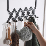 Over Door Hooks Expandable Stainless Steel Clothes Coat Rack for Bedroom Indoor 6 Hangers Black - Rear View