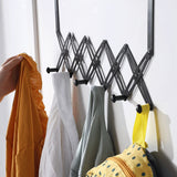 Over Door Hooks Expandable Stainless Steel Clothes Coat Rack for Bedroom Indoor 6 Hangers Black