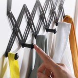 Over Door Hooks Expandable Stainless Steel Clothes Coat Rack for Bedroom Indoor 6 Hangers Black