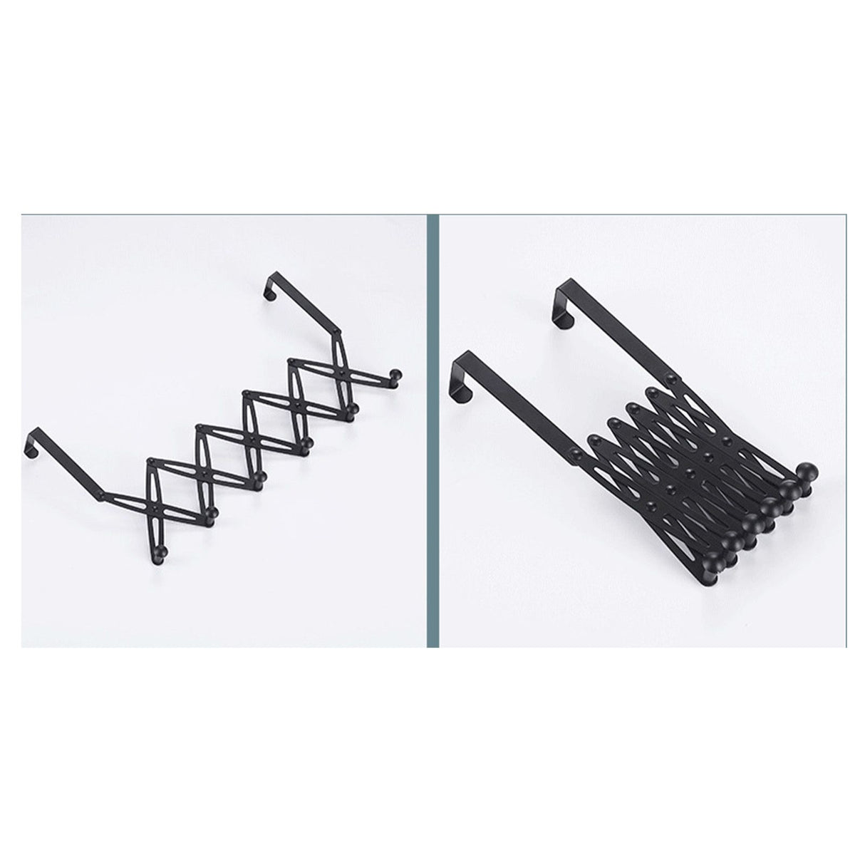 Over Door Hooks Expandable Stainless Steel Clothes Coat Rack for Bedroom Indoor 6 Hangers Black