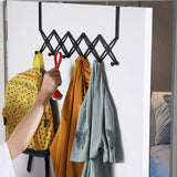 Over Door Hooks Expandable Stainless Steel Clothes Coat Rack for Bedroom Indoor 6 Hangers Black - Extra Image
