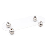 Acrylic Storage Tray Clear Transparent Stainless Steel Round Feet Minimalist Style Decorative Practical Desktop Shelf for Cafes Oval