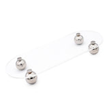 Acrylic Storage Tray Clear Transparent Stainless Steel Round Feet Minimalist Style Decorative Practical Desktop Shelf for Cafes Oval - Front View