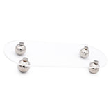Acrylic Storage Tray Clear Transparent Stainless Steel Round Feet Minimalist Style Decorative Practical Desktop Shelf for Cafes Oval - Top-Down View