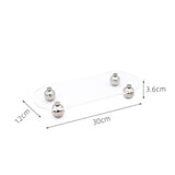 Acrylic Storage Tray Clear Transparent Stainless Steel Round Feet Minimalist Style Decorative Practical Desktop Shelf for Cafes Oval - Low Angle
