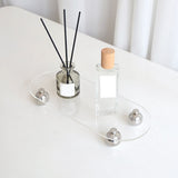 Acrylic Storage Tray Clear Transparent Stainless Steel Round Feet Minimalist Style Decorative Practical Desktop Shelf for Cafes Oval