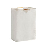 Large Laundry Basket Waterproof Collapsible Laundry Hamper with Wooden Handle for Household Bathroom L 56cm - Front View