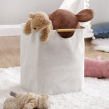 Large Laundry Basket Waterproof Collapsible Laundry Hamper with Wooden Handle for Household Bathroom L 56cm