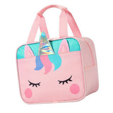 Children Lunch Bag Kindergarten Students Cartoon Portable Insulated Thermal Lunch Box Bag Pink - Top-Down View