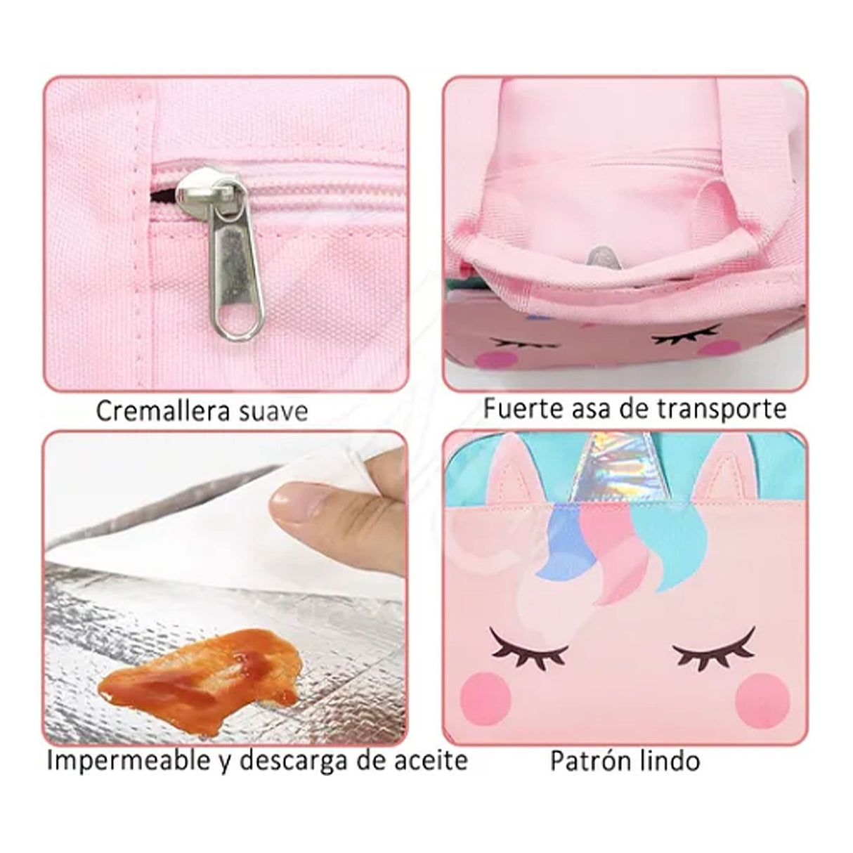 Children Lunch Bag Kindergarten Students Cartoon Portable Insulated Thermal Lunch Box Bag Pink