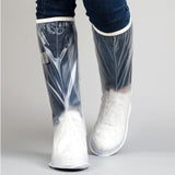Transparent Knee High Rain Shoe Cover Reusable Waterproof Shoe Cover with Side Zipper for Men Women L