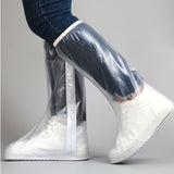 Transparent Knee High Rain Shoe Cover Reusable Waterproof Shoe Cover with Side Zipper for Men Women L