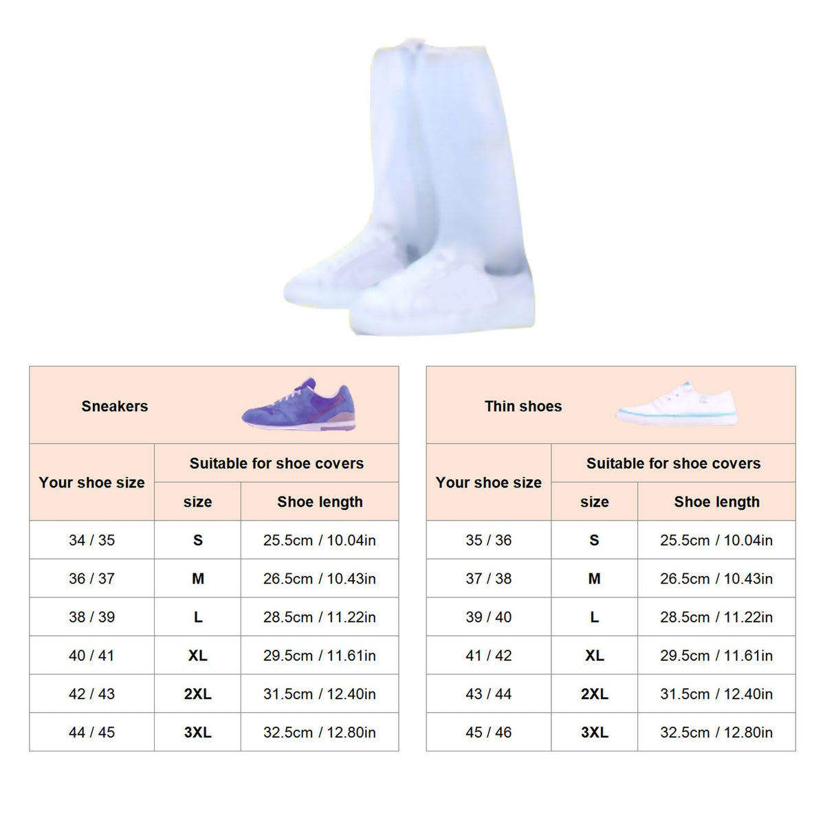 Transparent Knee High Rain Shoe Cover Reusable Waterproof Shoe Cover with Side Zipper for Men Women L