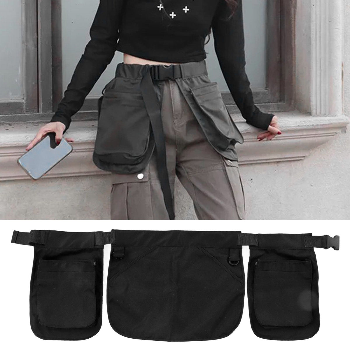 Waist Apron Bag Multi Pocket Waist Belt Bag Fashionable Zipper Closure Tool Waist Pouch for Gardening Hiking