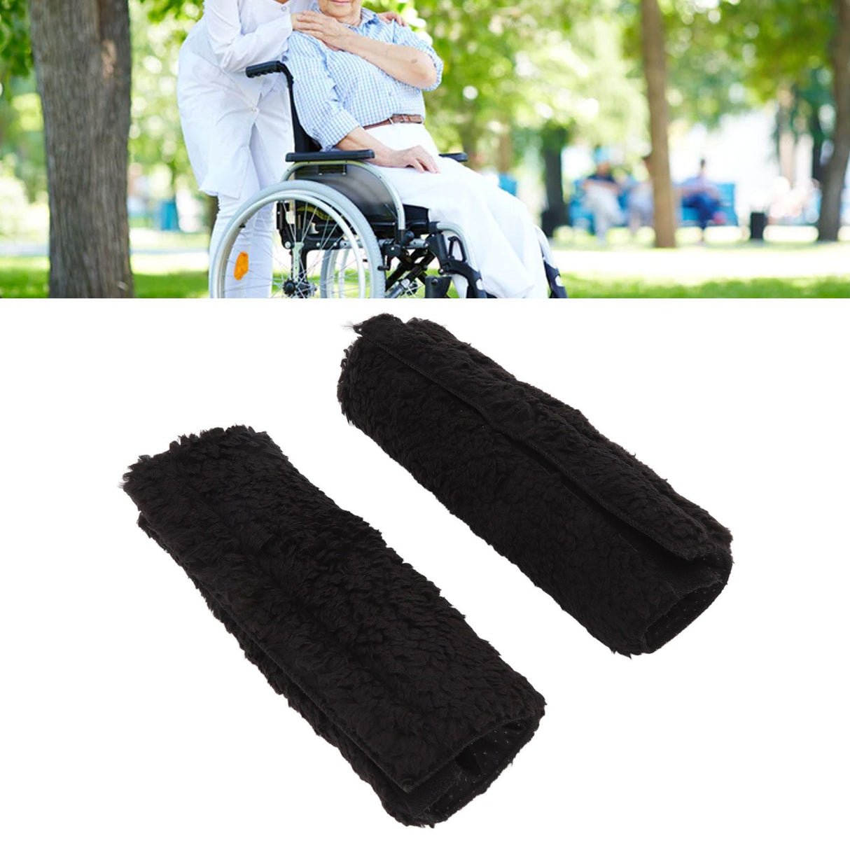 2Pcs Wheelchair Armrest Pads Anti Slip Warm Berber Fleece Armrest Cover for Office Chair Computer Gaming Desk Chairs