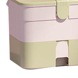 Cosmetic Storage Box 2 Layers Drawer Large Capacity Portable Makeup Storage Box with Handle for Nail Polish Nail Art Green - Close-Up Angle