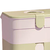 Cosmetic Storage Box 2 Layers Drawer Large Capacity Portable Makeup Storage Box with Handle for Nail Polish Nail Art Green - Low Angle